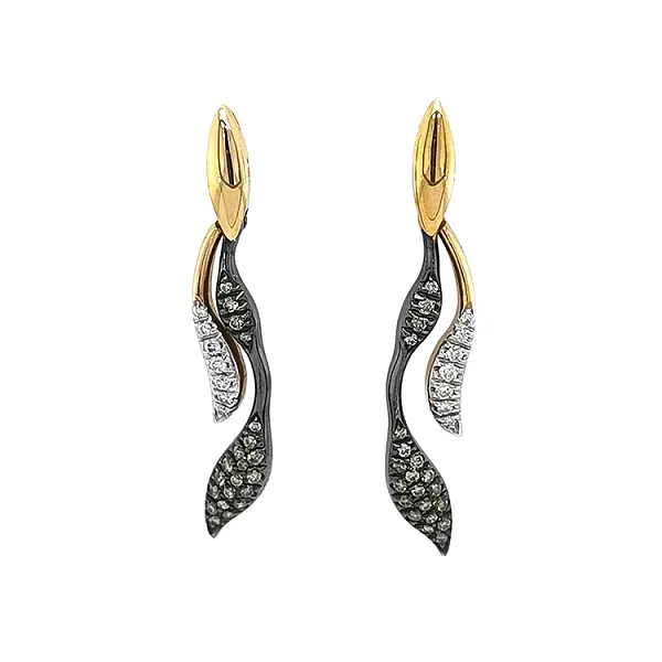 Золотые серьги с коричневыми и белыми бриллиантами