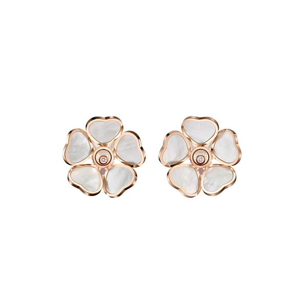 Золотые серьги Chopard Happy Hearts Flower 84A085-5301