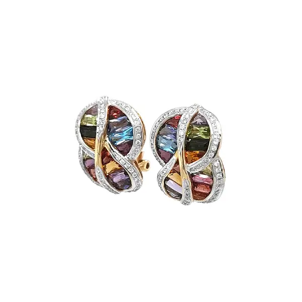 Золотые серьги Полудрагоценные камни и бриллианты