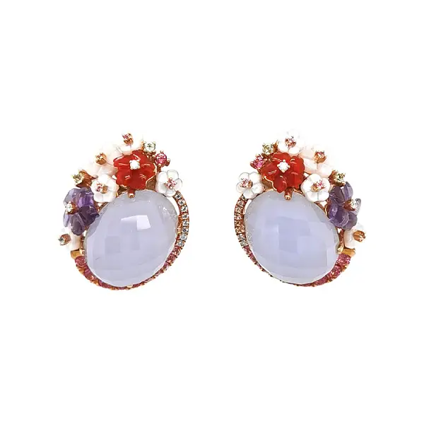 Золотые серьги Полудрагоценные камни и бриллианты