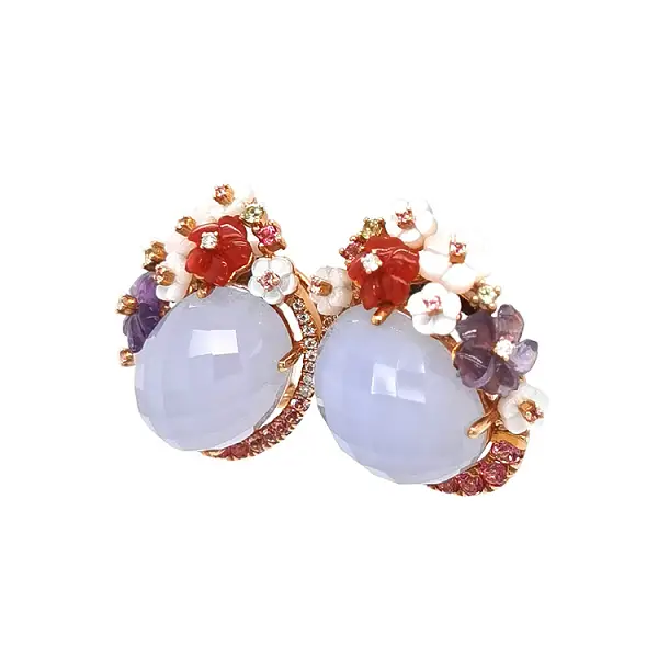 Золотые серьги Полудрагоценные камни и бриллианты