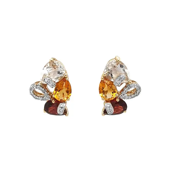 Золотые серьги Полудрагоценные камни и бриллианты