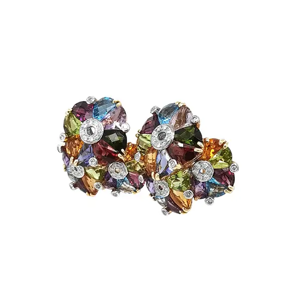 Золотые серьги Полудрагоценные камни и бриллианты