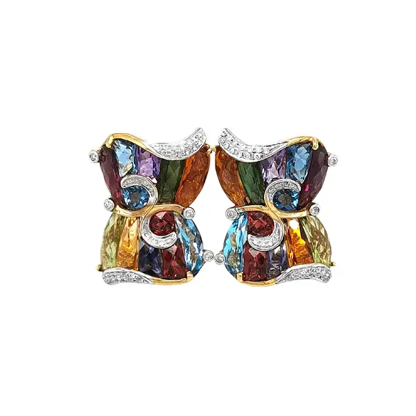 Золотые серьги Полудрагоценные камни и бриллианты