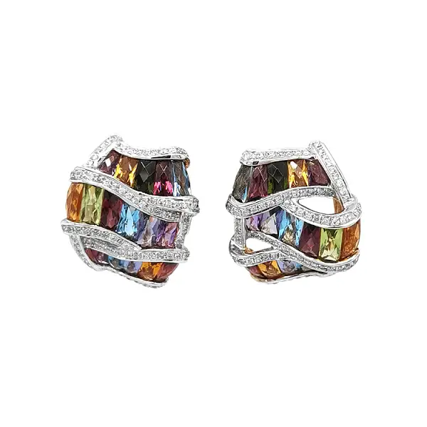 Золотые серьги Полудрагоценные камни и бриллианты