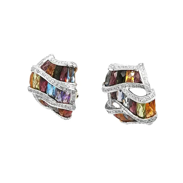 Золотые серьги Полудрагоценные камни и бриллианты