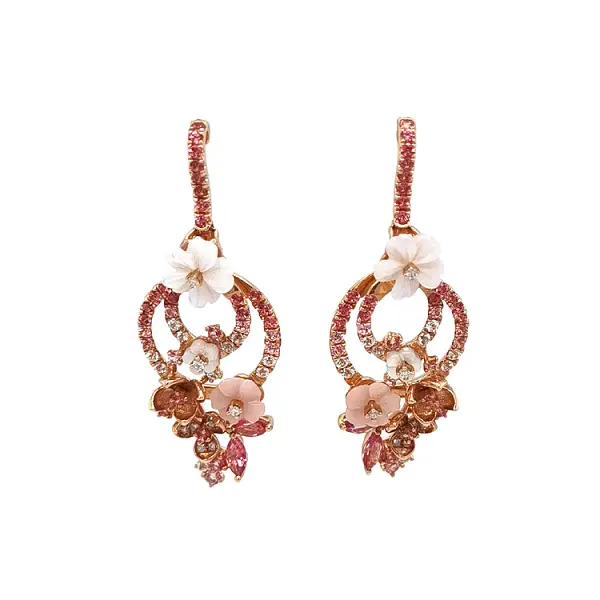 Золотые серьги Полудрагоценные камни и бриллианты