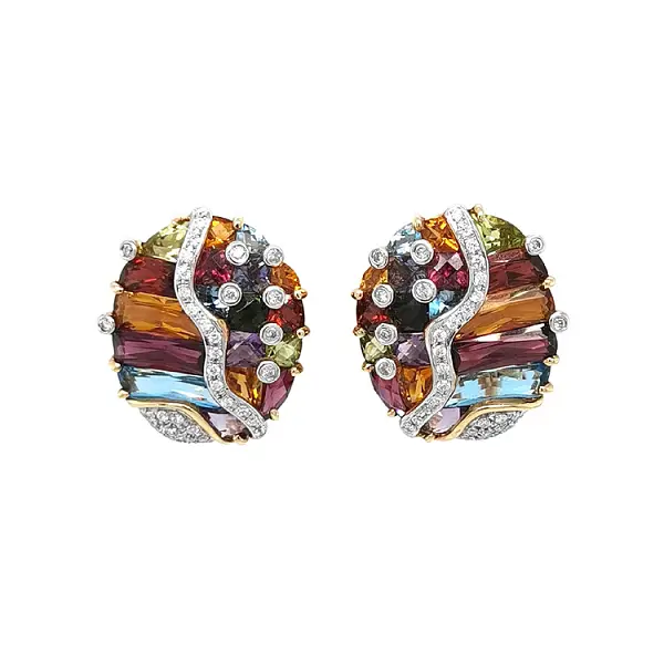 Золотые серьги Полудрагоценные камни и бриллианты