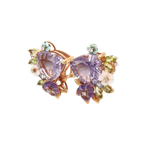 Золотые серьги Полудрагоценные камни и бриллианты