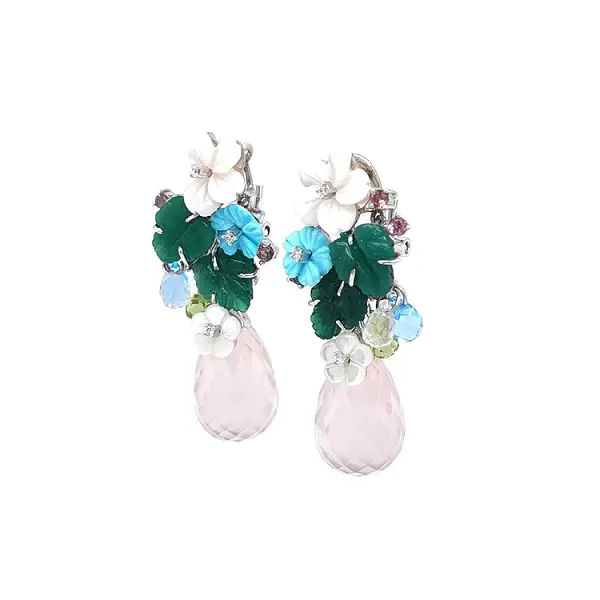 Золотые серьги Полудрагоценные камни и бриллианты