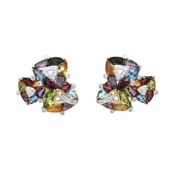 Золотые серьги Полудрагоценные камни и бриллианты