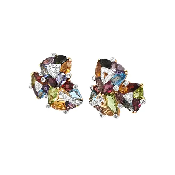 Золотые серьги Полудрагоценные камни и бриллианты