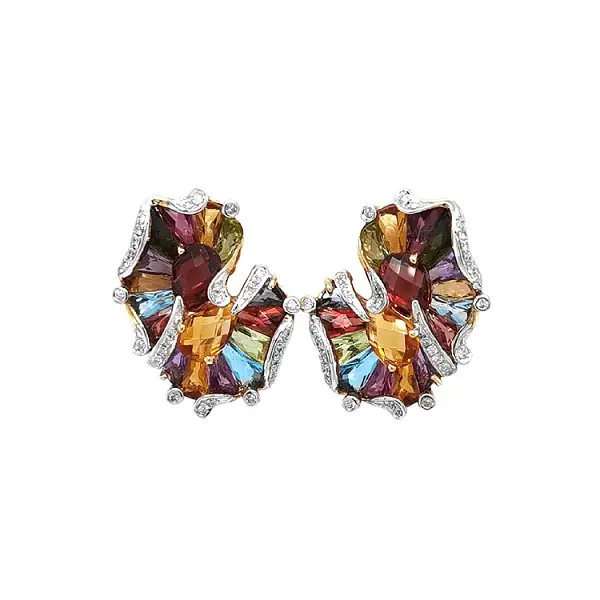 Золотые серьги Полудрагоценные камни и бриллианты