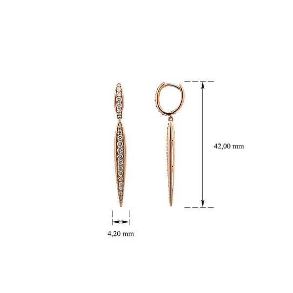 Золотые висячие серьги с бриллиантами