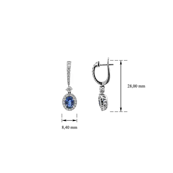 Золотые серьги с сапфирами и бриллиантами