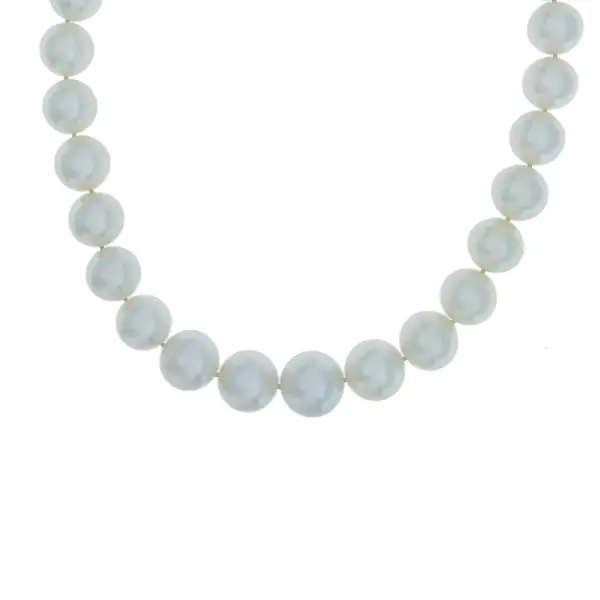 Золотое ожерелье из настоящего белого морского жемчуга и бриллиантов