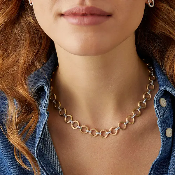 Золотое Marco Bicego Jaipur Diamond Necklace CB2660 B YW