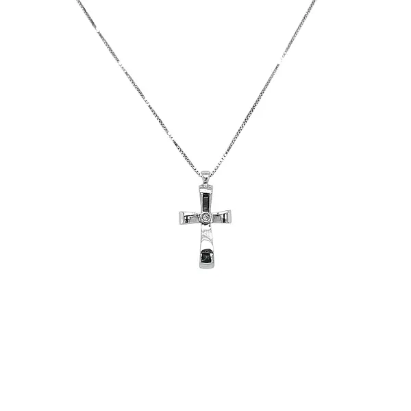 Золотая подвеска Крест с бриллиантом