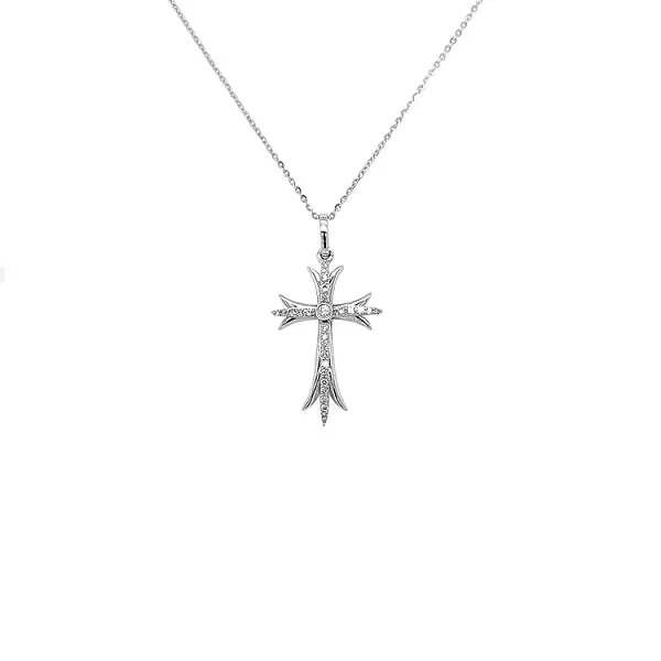 Золотая подвеска Крест с бриллиантами