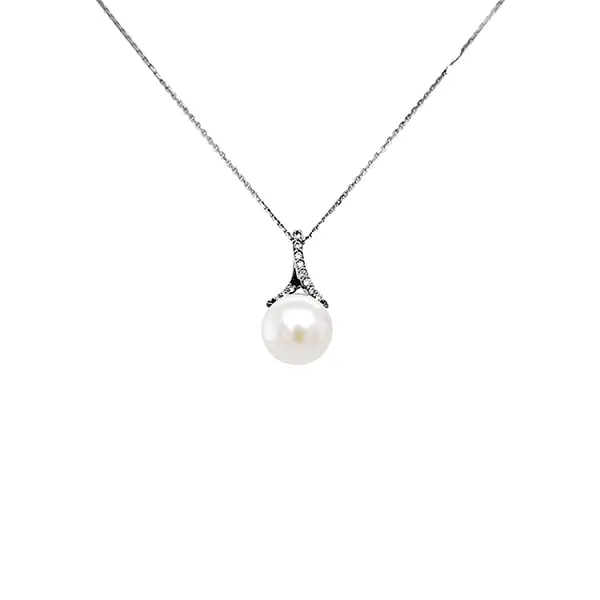 Золотая подвеска с натуральным жемчугом и бриллиантами