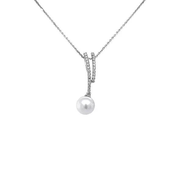 Золотая подвеска с натуральным жемчугом и бриллиантами