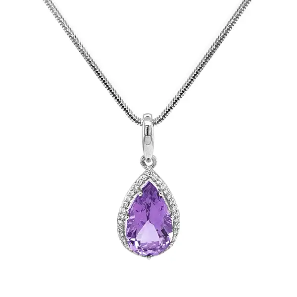 Золотая подвеска с аметистом и бриллиантами