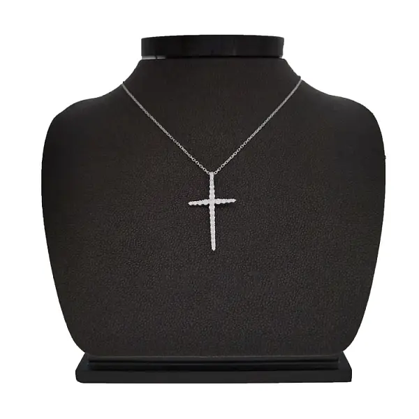 Золотая подвеска Крест с бриллиантами