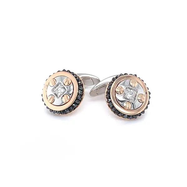 Золотые запонки Zancan Black Magic EPO124RB