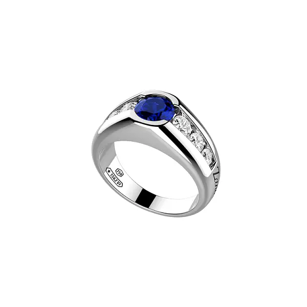 Золотое мужское кольцо Zancan с сапфиром