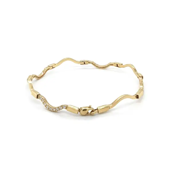 Золотой женский браслет с цирконами