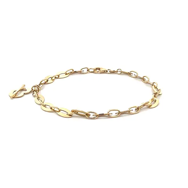 Золотой браслет с подвеской в виде сердца