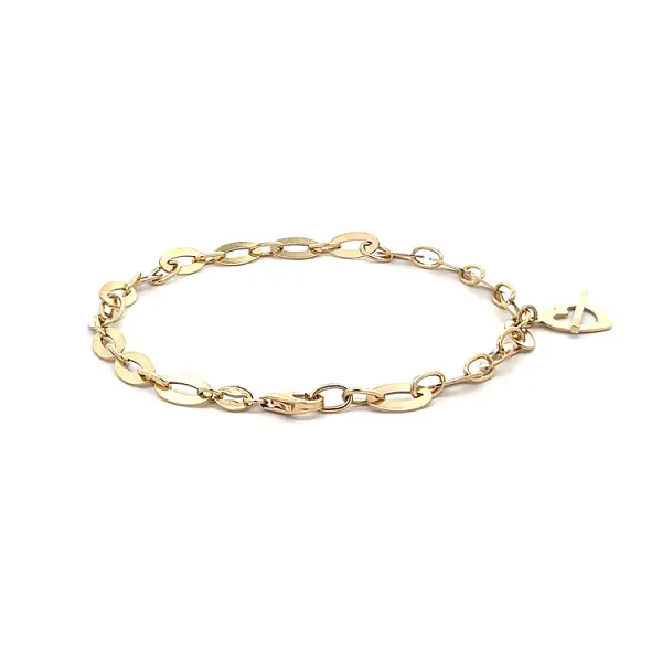 Золотой браслет с подвеской в виде сердца