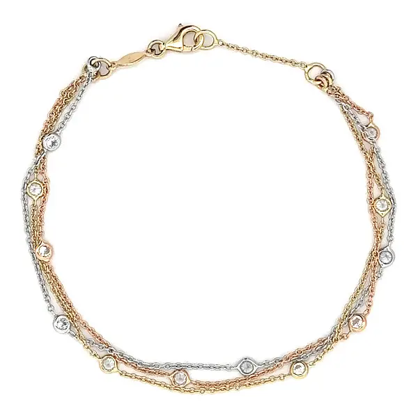 Браслет с цирконами из комбинированного золота