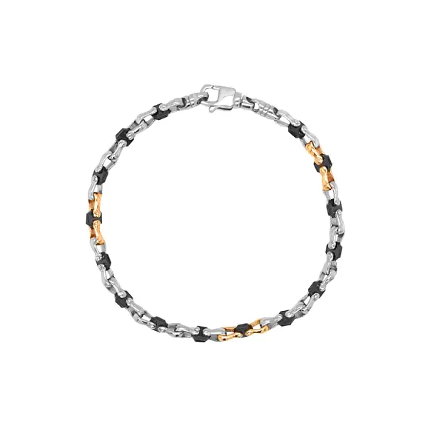 Золотой мужской браслет из комбинированного золота с керамикой