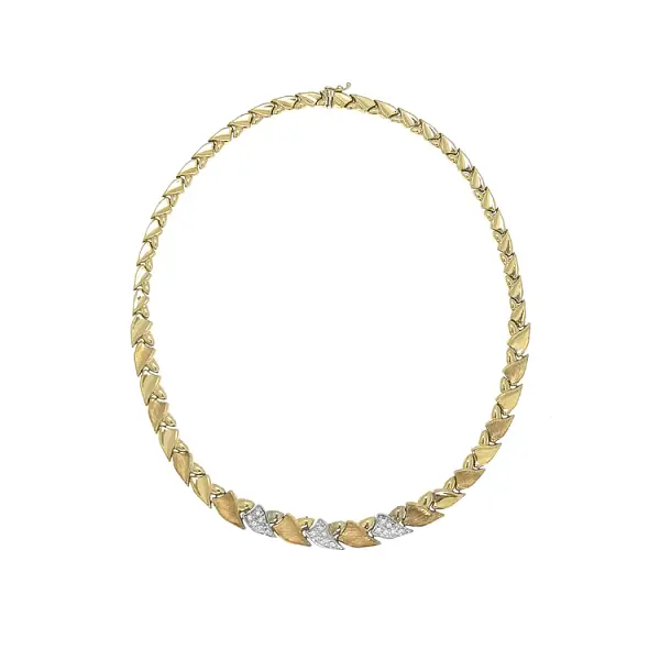 Золотое женское колье с цирконами