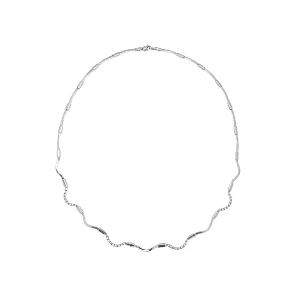 Женское ожерелье из белого золота с цирконами