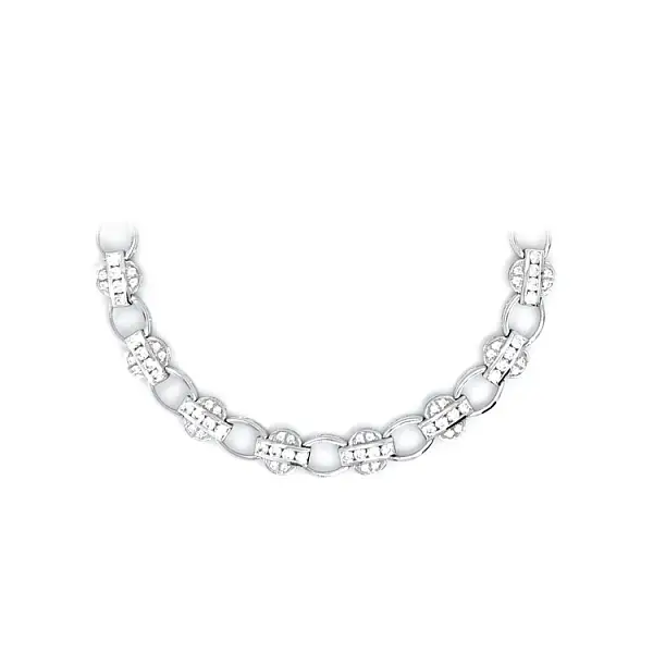 Женское ожерелье из белого золота с цирконами