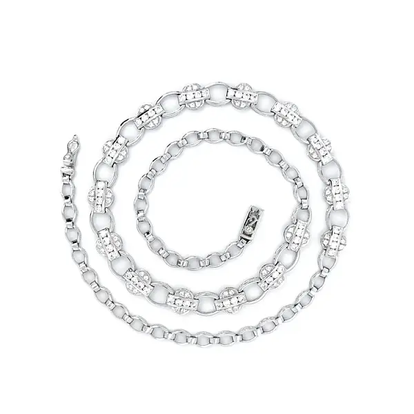 Женское ожерелье из белого золота с цирконами