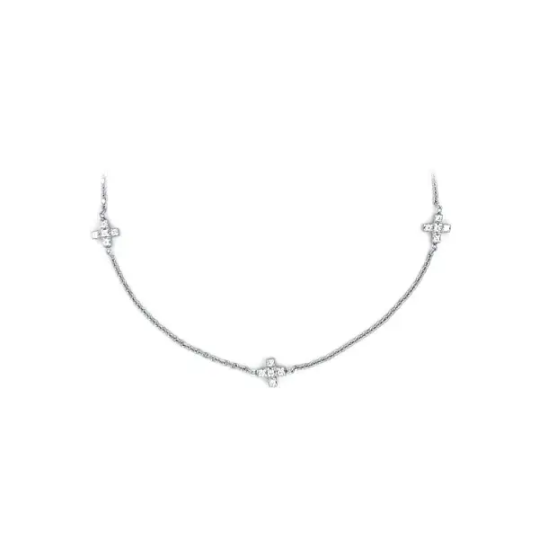 Женское ожерелье с крестами из белого золота