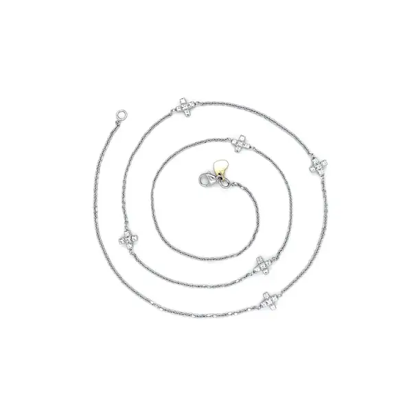 Женское ожерелье с крестами из белого золота