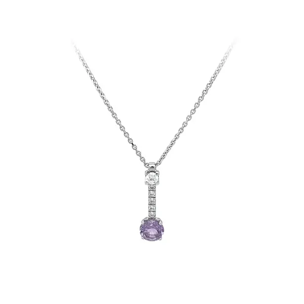 Ожерелье из белого золота с фиолетовым камнем