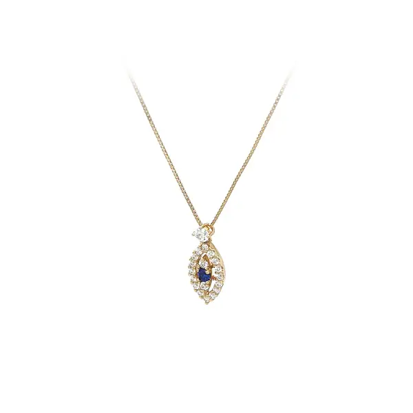 Золотое ожерелье с голубым камнем