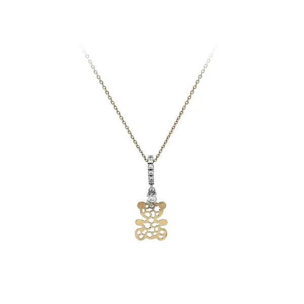 Золотое ожерелье Мишка из комбинированного золота