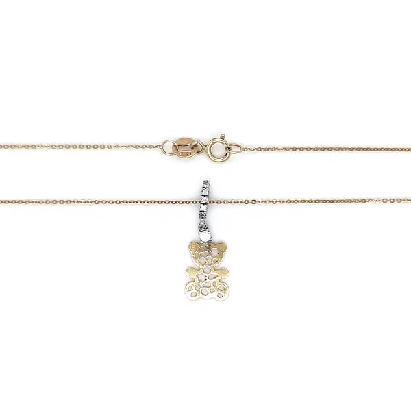 Золотое ожерелье Мишка из комбинированного золота