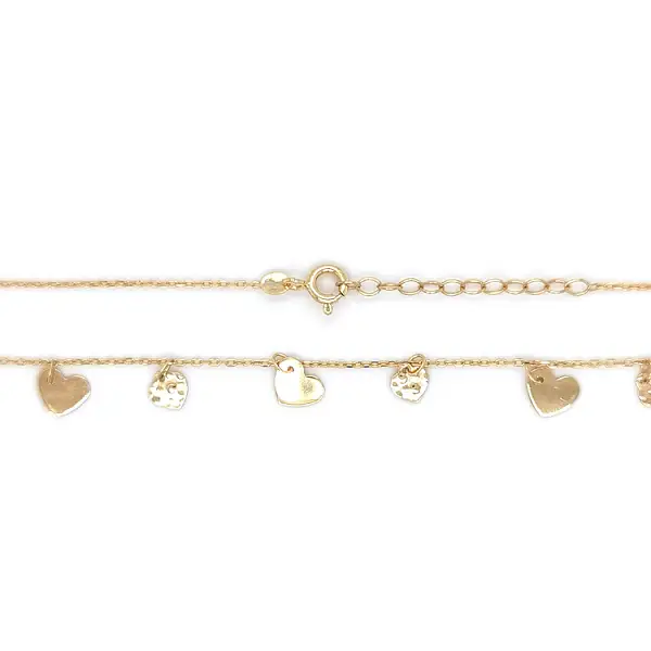 Золотое женское ожерелье Сердца