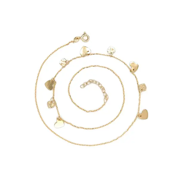 Золотое женское ожерелье Сердца