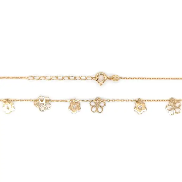 Золотое женское ожерелье Цветы