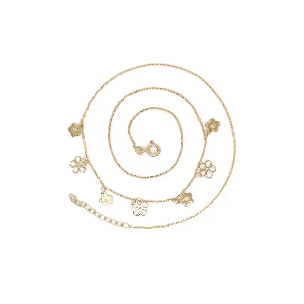 Золотое женское ожерелье Цветы