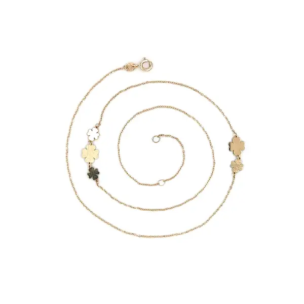 Золотое женское ожерелье Цветы