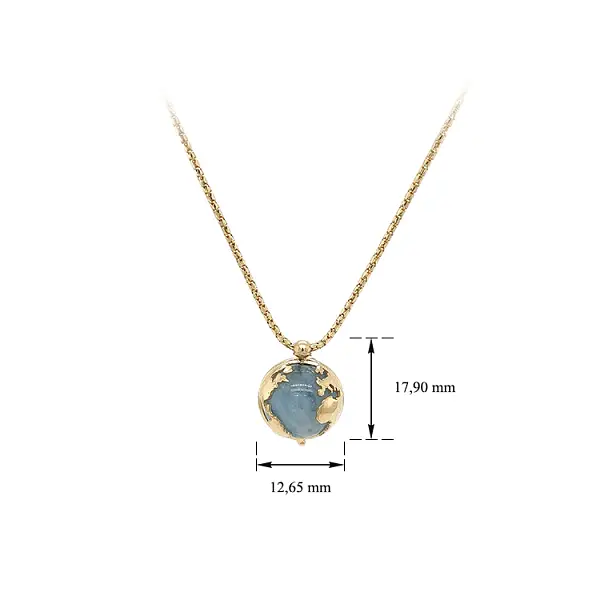 Золотое ожерелье с голубым камнем